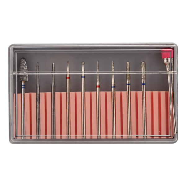 10 st Nail Drill Bits Kit Manikyr Pedikyr Nagelpoleringsmaskin Reservdelar Nagelvård Verktyg BH-07