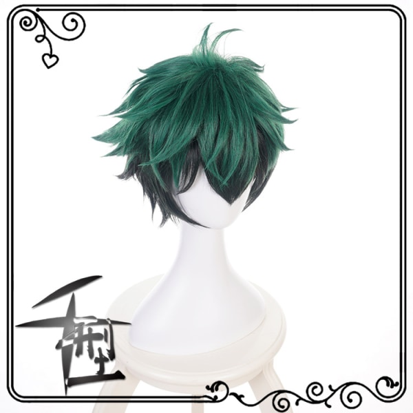Wigs My Hero Academia Midoriya Idku grøn sort gradient cosplay paryk