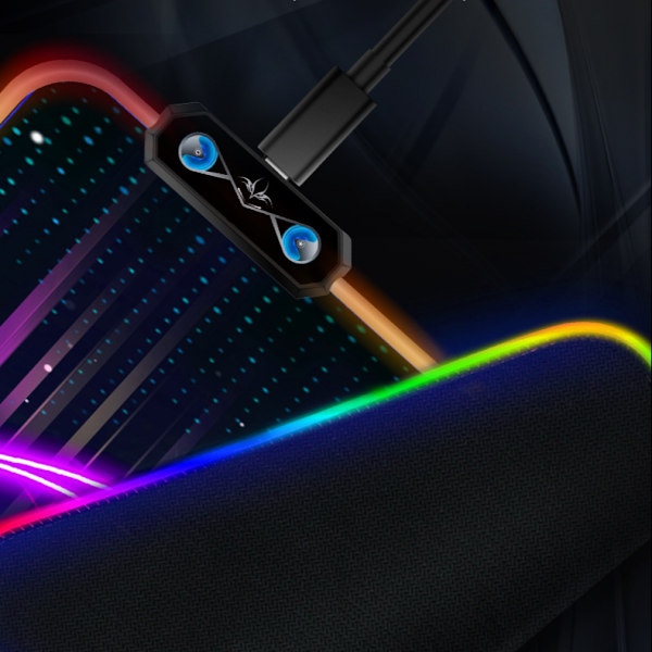 RGB Gaming Mousepad, LED Blød Ekstra Stor Computer Tastatur og Mussemåtte (27,5 x 11,8 tommer)