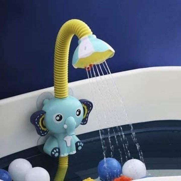 Sød Elefant Badelegetøj - Elektrisk Automatisk Vandpumpe med Håndbruser Sprinkler-Badelegetøj Badekar Legetøj til Småbørn Babyer Børn 3 4 5 År Gammel Gave