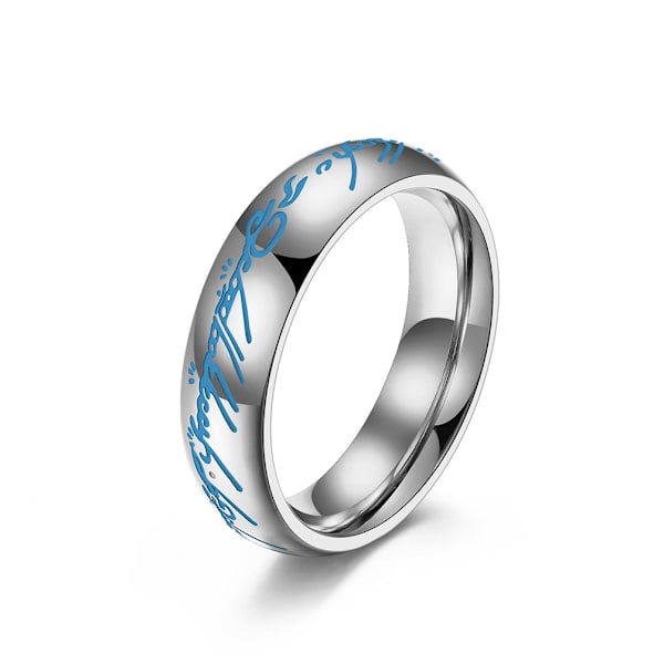 Ringe af magt Ringenes Herre En Ring til mænd  Titaniumringe  Vielsesring til mænd og kvinder Magiske kraft ringe Komfort pasform Høj pol Silver blue 13