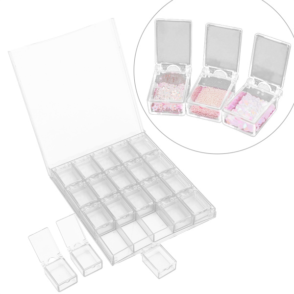 20 rutnät Nagel Dekoration Sekvens Organisera Box Transparent Tom Nagel Konst Förvaringslåda (Klar)