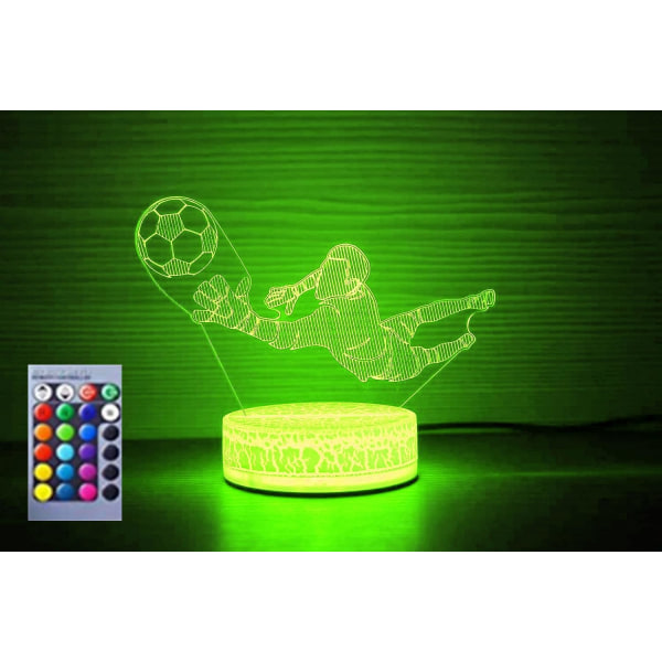 WJ 3D Fotboll led Nattljus Lampa Illusion Nattljus 16 färger Bytebord Skrivbordsdekoration Present Akryl Platt ABS Base USB kabelleksak