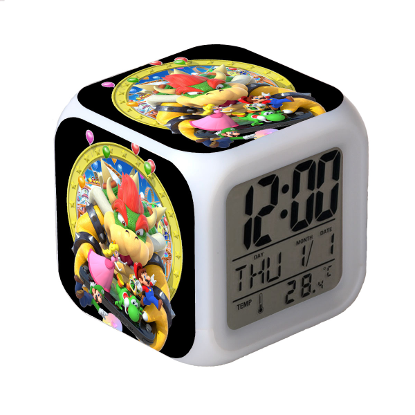 R-timer Super Mario Bros 7 Color Changeable Digital Alarm Clock with Time, Temperature, Alarm, Date