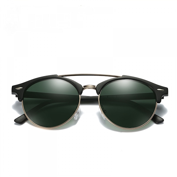 Retro Round Double Bridge Polarisoivat Aurinkolasit Naisille ja Miehille Kaksoislasit Pyöreät UV400 Sunnies