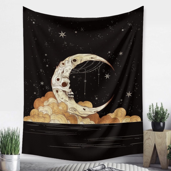 Tarot Moon Tapestry Vägghängande Guld Starry Stars Tapestry för sovrumsmåne (GT320003, 29 X 38 tum)