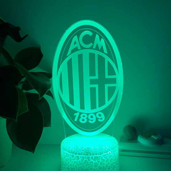 Qinwei 3D LED Illusion Lampa Milan Team 16 färger Fjärrkontroll Akryl Nattlampor Dekorativa lampor för barns sovrum --- Crack Seat
