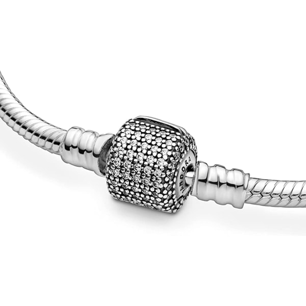 925 Sterling Sølv Armbånd Dame Smykker Blanke Pavé Spænde Slangekæde Kubisk Zirkonia Armbånd（størrelse:21cm）