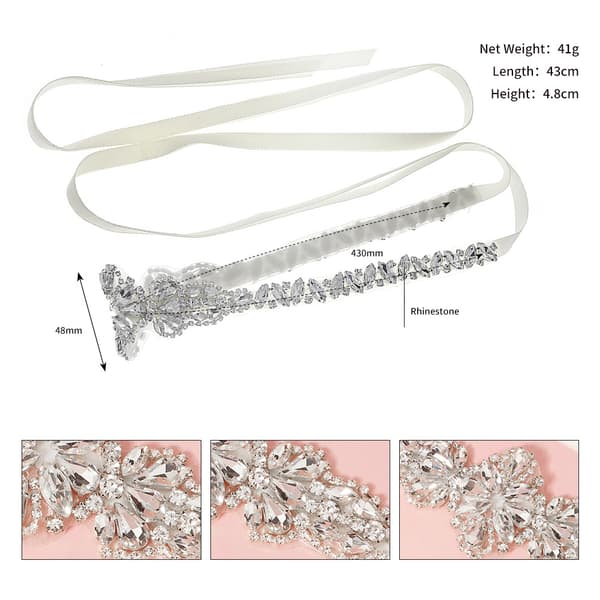 Bröllopsbälte Inlagt Rhinestone Midjekedja, Brudtärnsbälte Dam Bröllopsklänningstillbehör