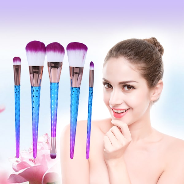 5PCS/Set Färgglada Makeup Borstar Puder Foundation Blusher Contour Kosmetisk Verktygssats