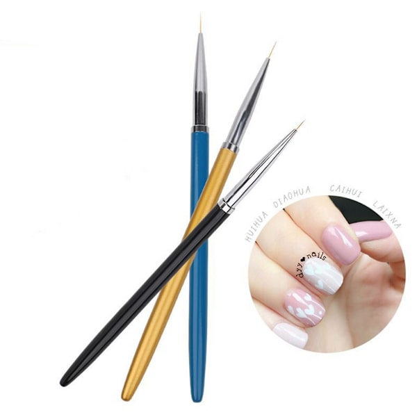3 stk. Professionel neglekunst liner tegnepen håndtag manicure makeup værktøj