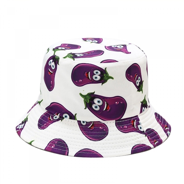 Söt hinkhatt strandfiskare hattar för kvinnor, vändbar dubbelsidig unisex (aubergine-vit)