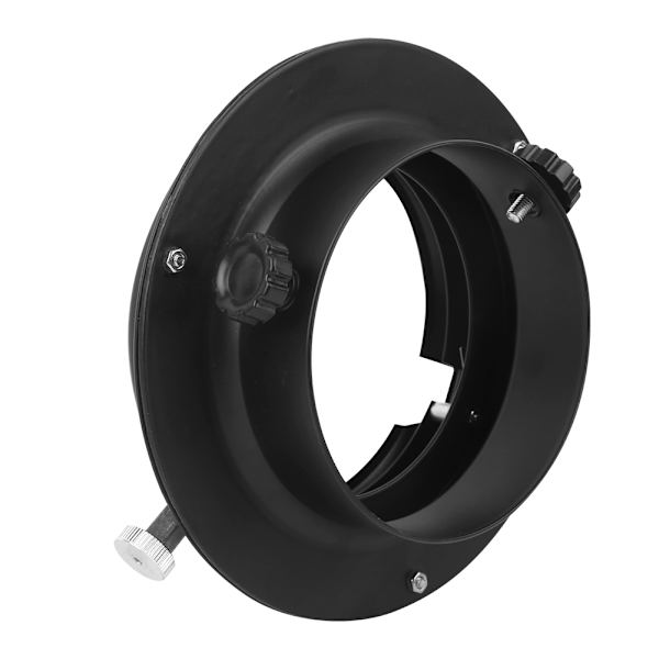 Adapterring i svart legering för konvertering av små fotolampor till Bowens-fäste
