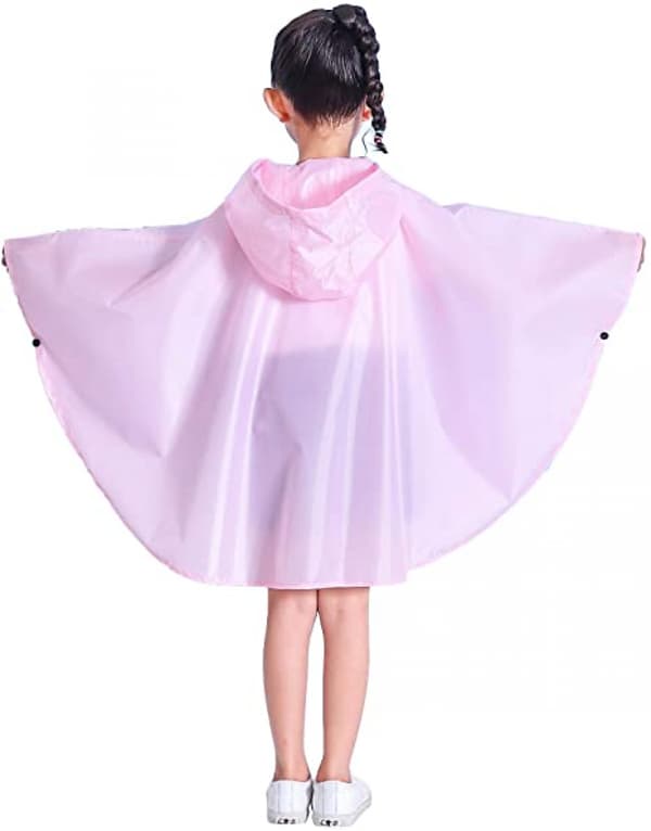 Barn Regn Poncho Huvjacka Regnrock, Ljus Rosa, S