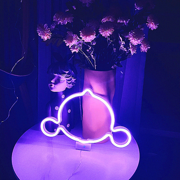 LED Neon Skilt Lys Nattelampe Neon Lys med Base Bord Veggdekorasjon Beste Gave til Familie Bursdag Ferie Bryllup Fest (Lilla)