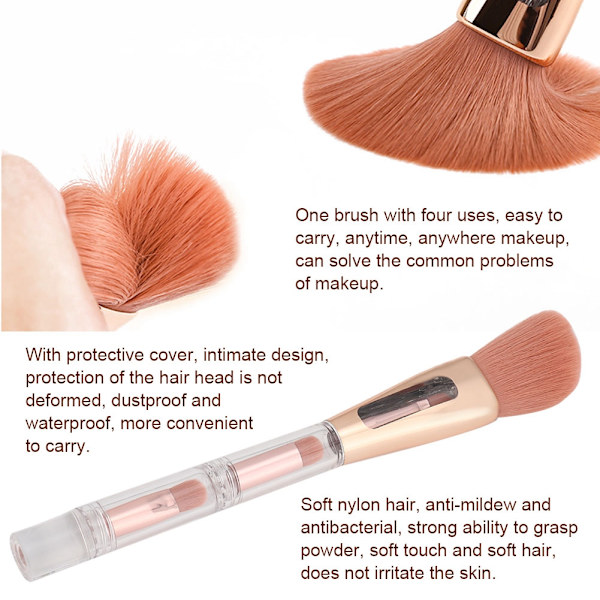 ZOREYA Super Soft 4-i-1 Bärbar Makeupborste Multifunktionell Kosmetisk Borste