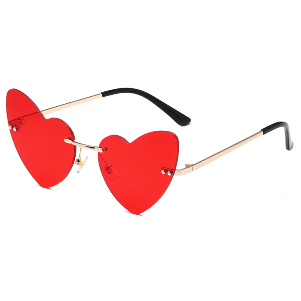 Mode oregelbundna Hjärta Solglasögon Båglösa glasögon för kvinnor män Halloween festglasögon Trendiga glasögon UV 400 skydd