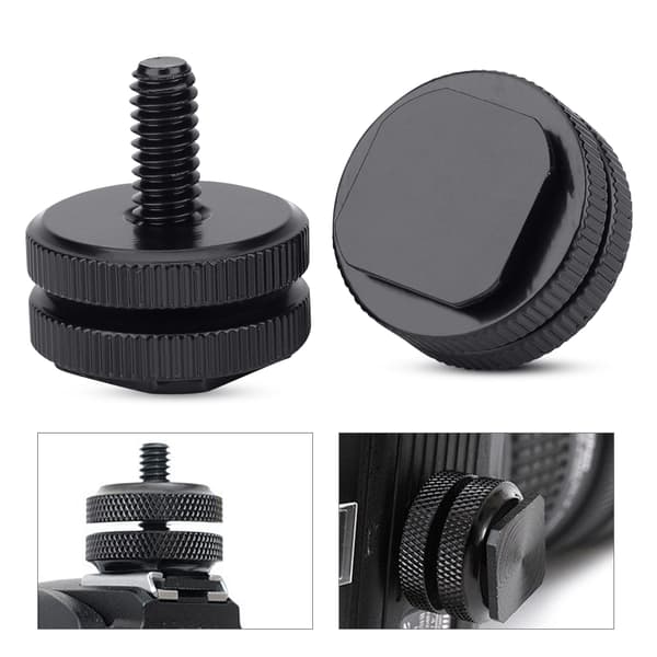 Slitesterk metall 1/4 tomme doble muttere stativmonteringsskrue blitskamera blitsskoadapter