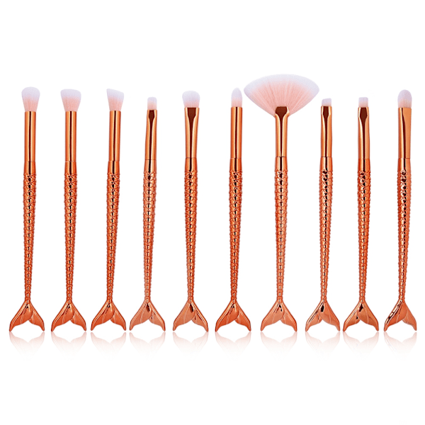10 stk. Fiber Kosmetisk Sminkebørste Øyenskygge Børster Sett Kit Sminkeverktøy 4#