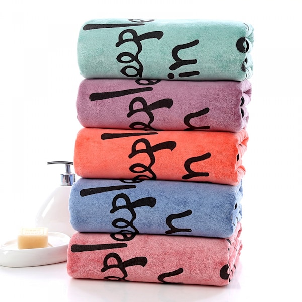 Mikrofiber håndklæde ansigt håndklæde sæt til badeværelse 2Pack, 27,5 tommer x 55 tommer  Hurtigtørrende mikrofiber koral fløjl absorberende lilla