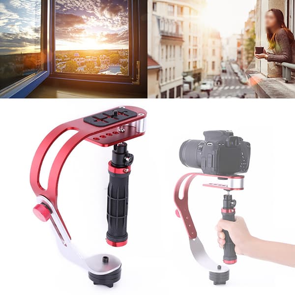 Professionell handhållen videostabilisator handgrepp stabilisator stöd montering hållare för kamera