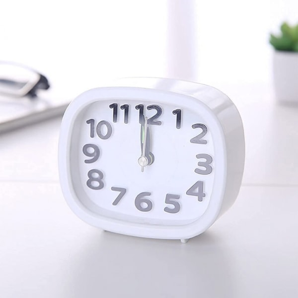 Taşınabilir Çalar Saat Elektronik Numara Çift Zilli Masa Dekorasyonu Dikdörtgen Dijital Kuvars Saat Ev Aksesuarları (Renk: Beyaz)