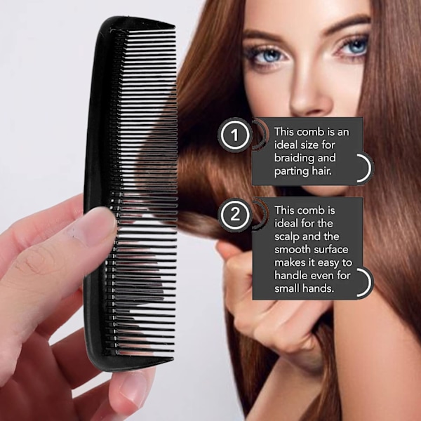 Hårvårdskam 4-pack - Obrytbar - herrkam/fintandad kam/peines para cabello Black 4 Count (Pack of 1)