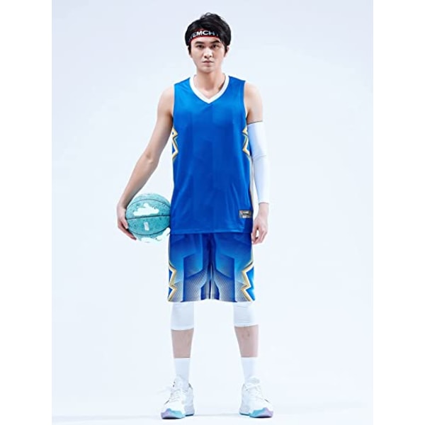 Baskettröjor och shorts för herrar Laguniformer med fickor Träningsoverallsuniformer blå—6XL