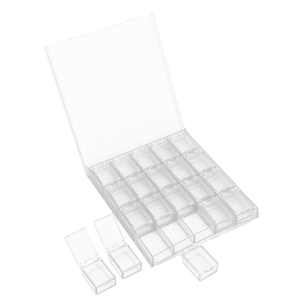 20 rutnät Nagel Dekoration Sekvens Organisera Box Transparent Tom Nagel Konst Förvaringslåda (Klar)