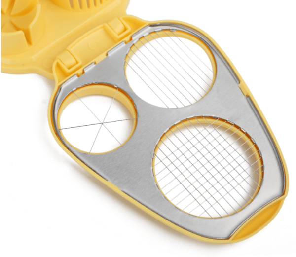 3-i-1 Egg- og Fruktskiver - Ny terningkutter i rustfritt stål for hardkokte egg, jordbær, druer og sopp - Oppvaskmaskinsikker Multi Yellow