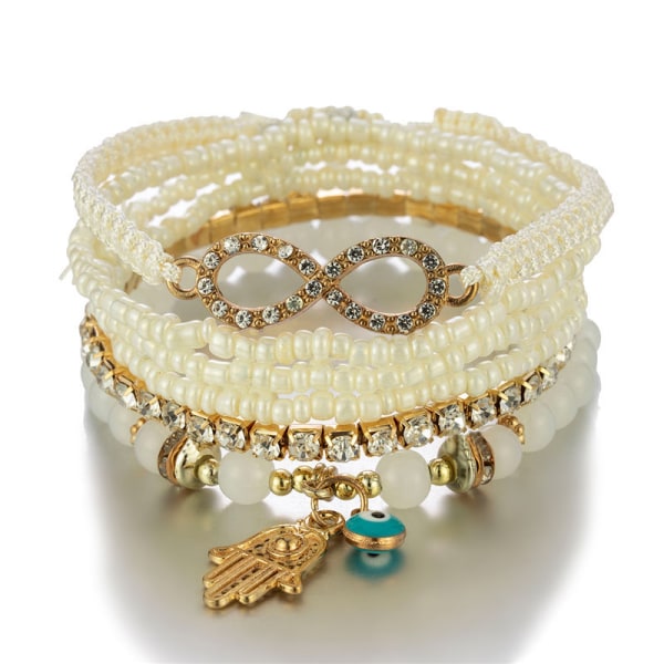 1 STK Bohemian stapelbara pärlor tofs Armband för kvinnor Stretch Flerlagers armband Set Flerfärgade smycken Bulk