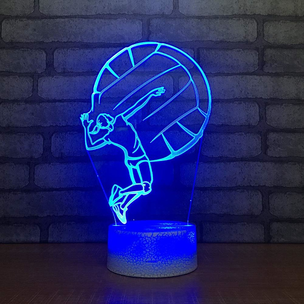 WJ 3D Volleyball nattlyslampe illusjon 7 farger skiftende berøring bryter bord dekorasjon lamper med akryl flat ABS base USB-kabel leketøy