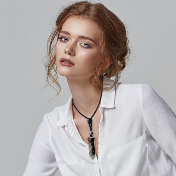 Krystal Halskæde til Mænd Kvinder Justerbar Reb Hexagonal Punkt Healing Krystal Naturlig Sten Vedhæng Halskæder Ædelsten Smykker 7 Chakra