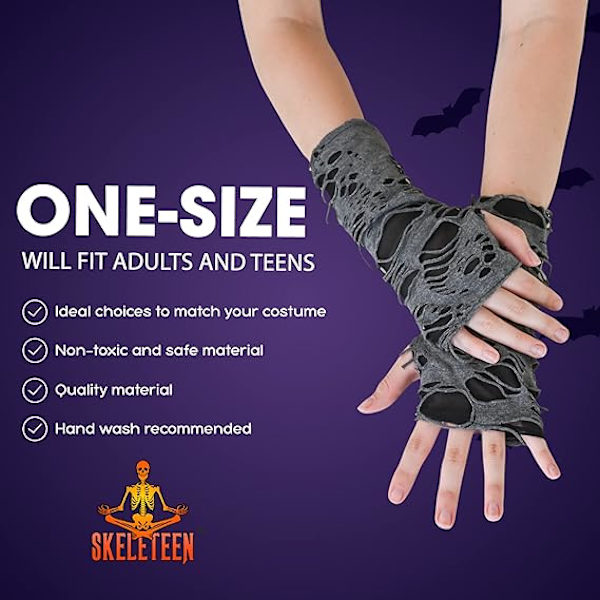 Punk Ripped Arm Warmers - Fingerløse Lange Ærmer Strikket Varme Handsker Goth Tilbehør til Mænd og Kvinder