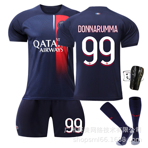 23-24 Paris Hjemme Barnas Fotballdraktsett med Sokker og Beskyttere-Nr.99 DONNORUMMA#24 No.99 DONNORUMMA #24