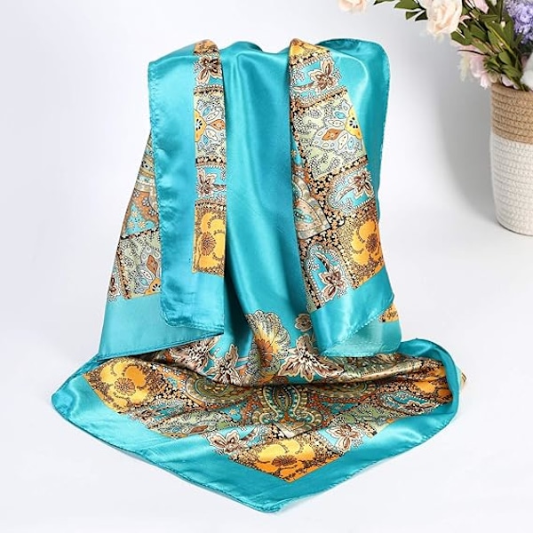 35” Stora Kvadratiska Huvudscarfs i Satin - 4-pack Sidenliknande Halsduk Hårsömn Wraps Satin Siden Scarfs för Kvinnor, A