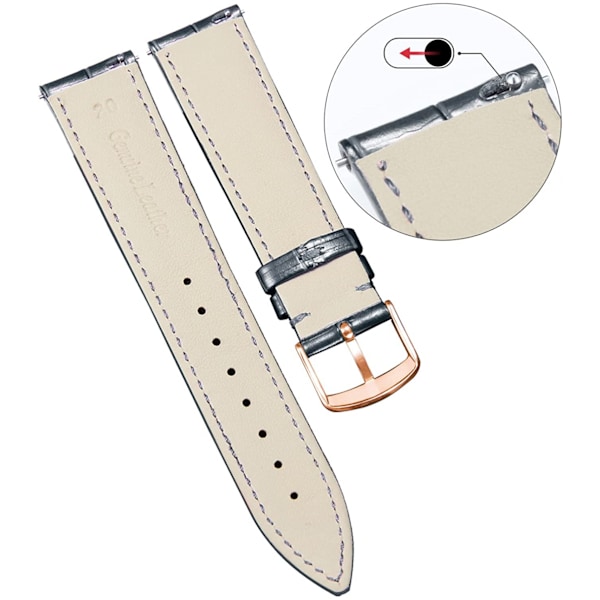 AVEKI Watch i äkta läder Flerfärgat vattentätt för män kvinnor, GR-svart (14 mm)