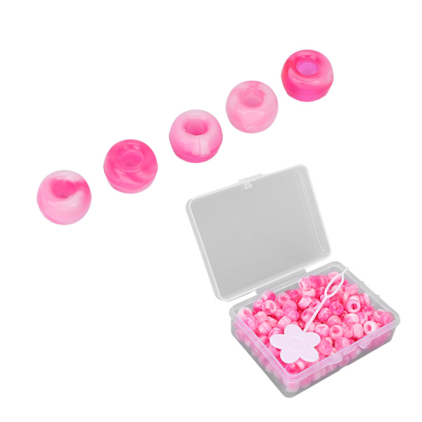 Pony Beads Kit Candy Color DIY Smykkefremstilling Perler Hår Perler til Armbånd Halskæde Håndværk FremstillingPink