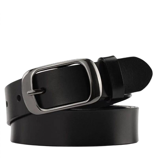 Fashionable Men'S And Women'S Leather Belt, Denim Pants With Needle Buckle Cowhide Belt Casual Needle Buckle Belt - Black (110cm)