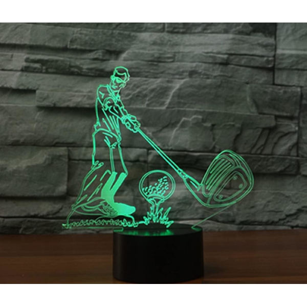 WJ 3D Play Golf Fjernbetjening 16 Farve Natlys Illusion Akryl LED Bordlampe Sengelampe Børns Soveværelse Skrivebord Dekoration Fødselsdagsgaver Legetøj til Børn