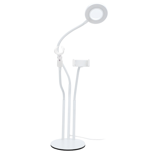 Multifunktionell LED-lampa med justerbar ljusstyrka för skönhetssalong, tatuering och nagelkonst (vit)