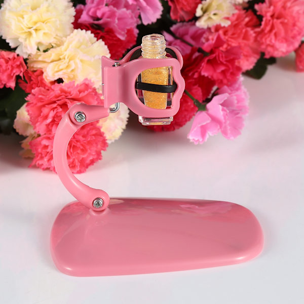 Ny håndfri neglelakflaskeholder display stativ vippe klemme greb værktøj pink