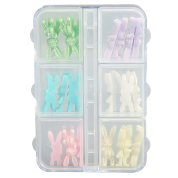 1 eske Kanin Neglekunst Dekorasjon Bærbar Trygg Resin Neglekunst Ornamenter for Høst Vinter