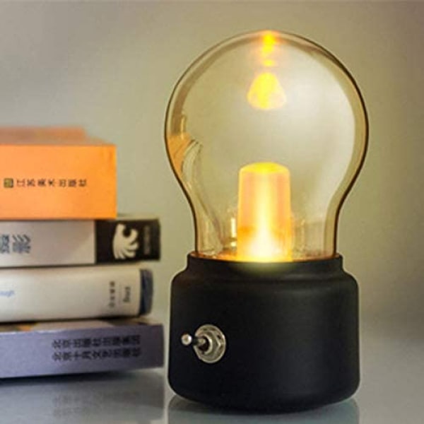 Stay Real Creative Retro Nostalgic British Bulb Lamp Uppladdningsbar USB Nattlampa Sänglampa Ambiance Light Köksskåp Hallljus (svart)