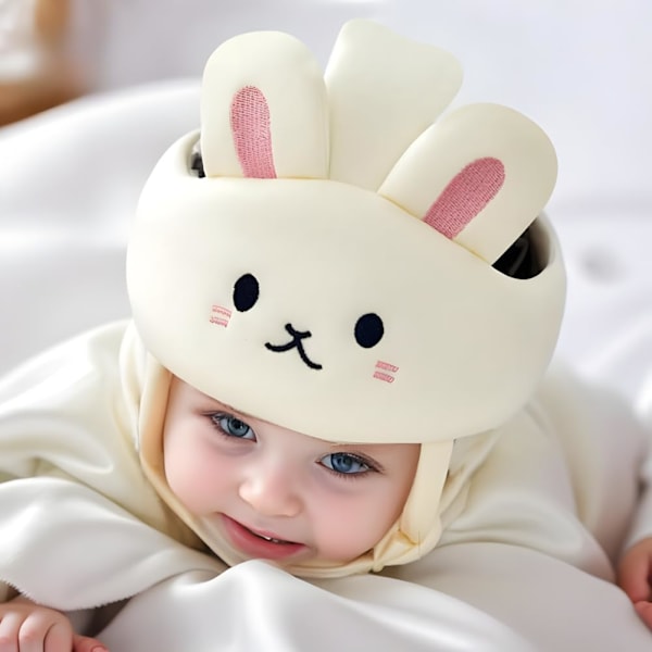 Baby Huvudskyddsmössa för Krypning & Gång – Mjuk Design som Andas med Justerbar Rem, 360° Stötskydd för 8-18 Månader white
