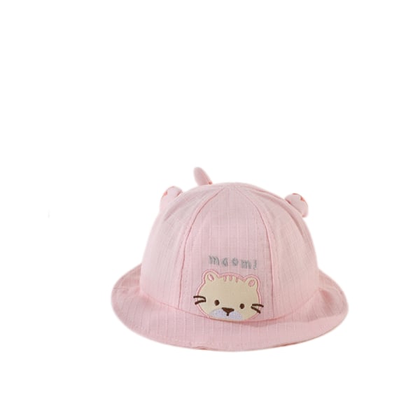 Super söt söt babyhatt broderad katt baby fiskare hatt sommar skugga barn pott hatt, rosa