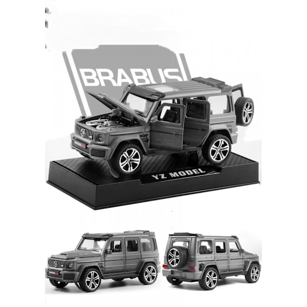 Frostet grå Brabus [seks dører + lyd og lys + display base] 1:32 legering bilmodell simulering lyd og lys dør terrengbil modell barns t