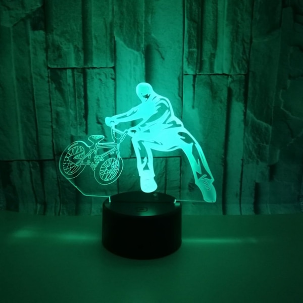 JUSTUP Ride a Bike 3D Illusion Night Light 16 farger endring berøring   Fjernkontroll Hjemmedekor LED  julebursdagsgave for  sykkelentusiaster（Stil V）