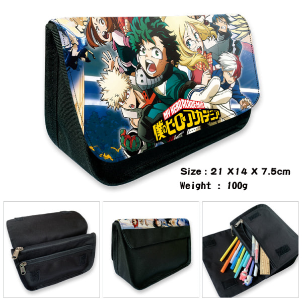 My Hero Academia Canvas Large Capacity Double Layer Pen Bag Anime Stationery Box Student Stationery Pen Bag