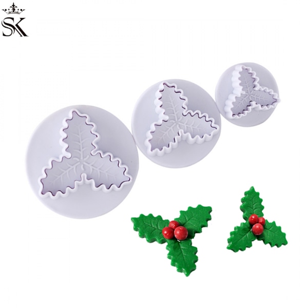 Tangker 6 stk./ Cookie Cutter Buscuit Plunger Stamp Cutter Holly Leaf Pastry Cake Fondant Sugar Craft Dekorering Bageværktøj